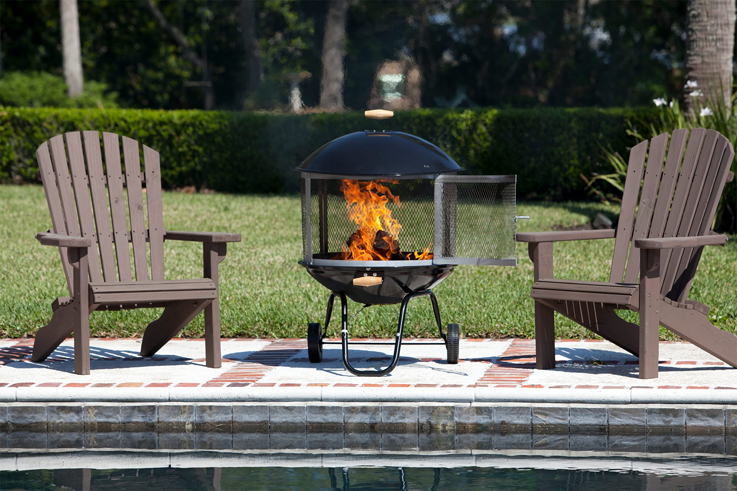 01471 Fire Pit Bessemer Rolling Patio Fireplace Wooden Bonfire Porcelain Enamel