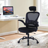 Desk Chair Comfort Adjustable Height with Wheels，Lumbar Support Mesh Swivel Computer Home Office Study Task Chair Black (Black, 1Pack)