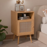 Rattan Nightstand Set of 2,Boho Side Table