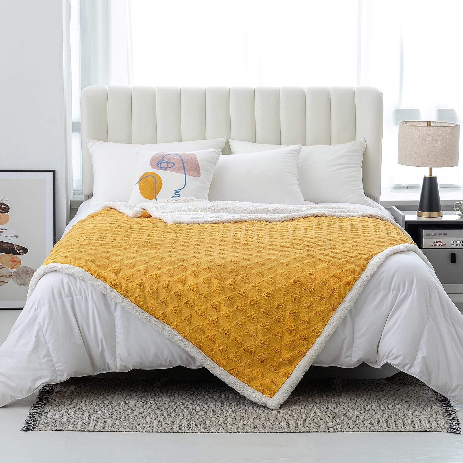 Throw Blanket for Couch - Fleece Blankets & Throws Faux Fur Blanket Soft Fuzzy Sherpa