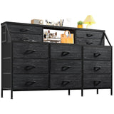 55”W Black Dresser, Dresser for Bedroom, Dresser with 13 Large Drawer