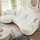 110.23" Curved Sofa with 360 Swivel Arm Chair - Modern Upholstery Boucle 3 Seat Couch