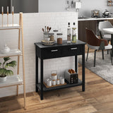 Console Table with Storage, Wooden Small Entryway Table with 2 Drawers, Open Storage