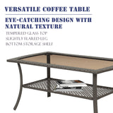 4 Pieces Patio Bistro Set with Coffee Table and Thick Cushions