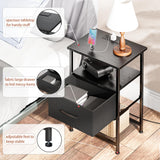 Nightstands Set of 2 with Fast Charging Station and Drawer, End Table Bedside Table