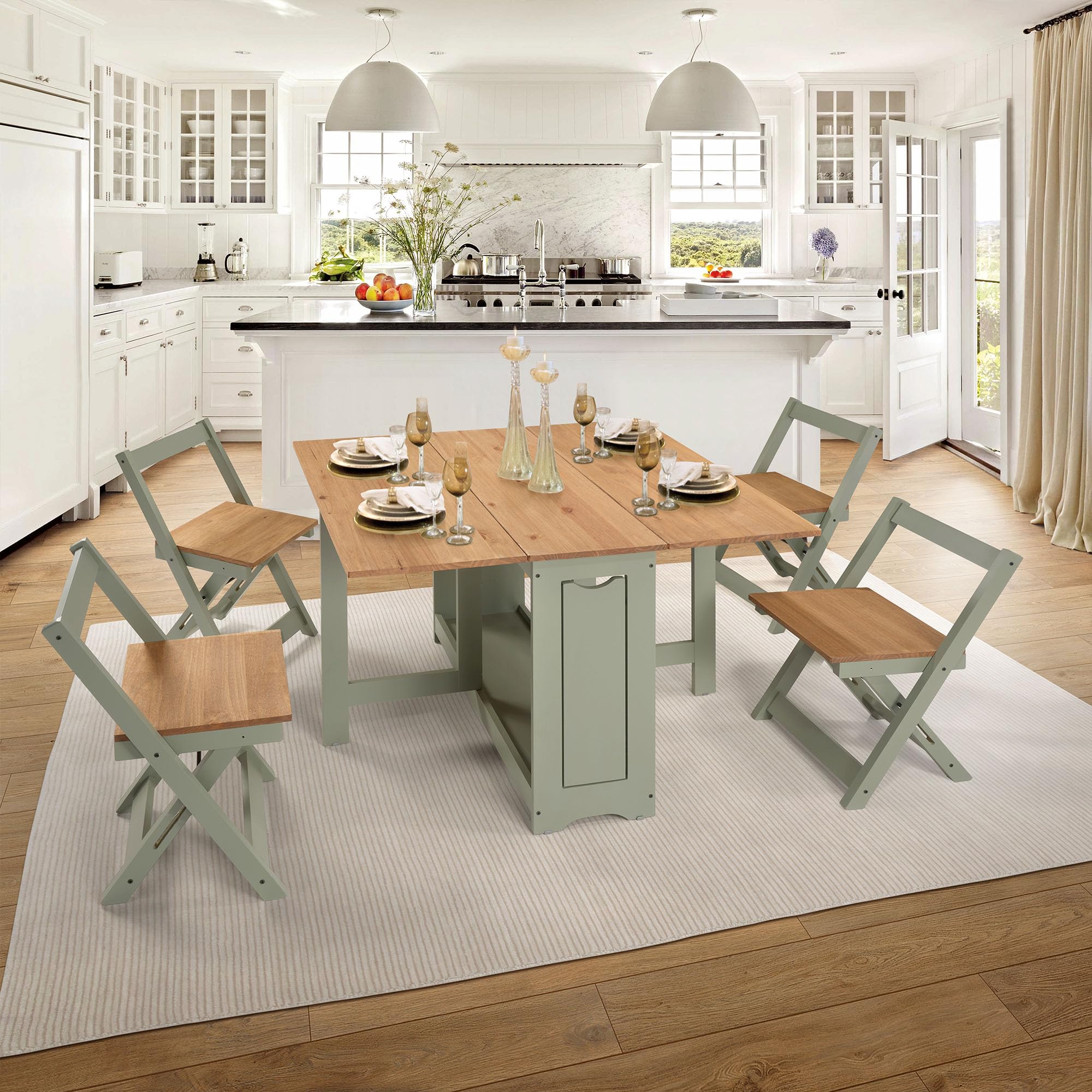 Santos Butterfly Dining Set - 5 Piece Folding Table with 4 Nesting Chairs
