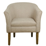 Modern Barrel Accent Chair, Flax Brown