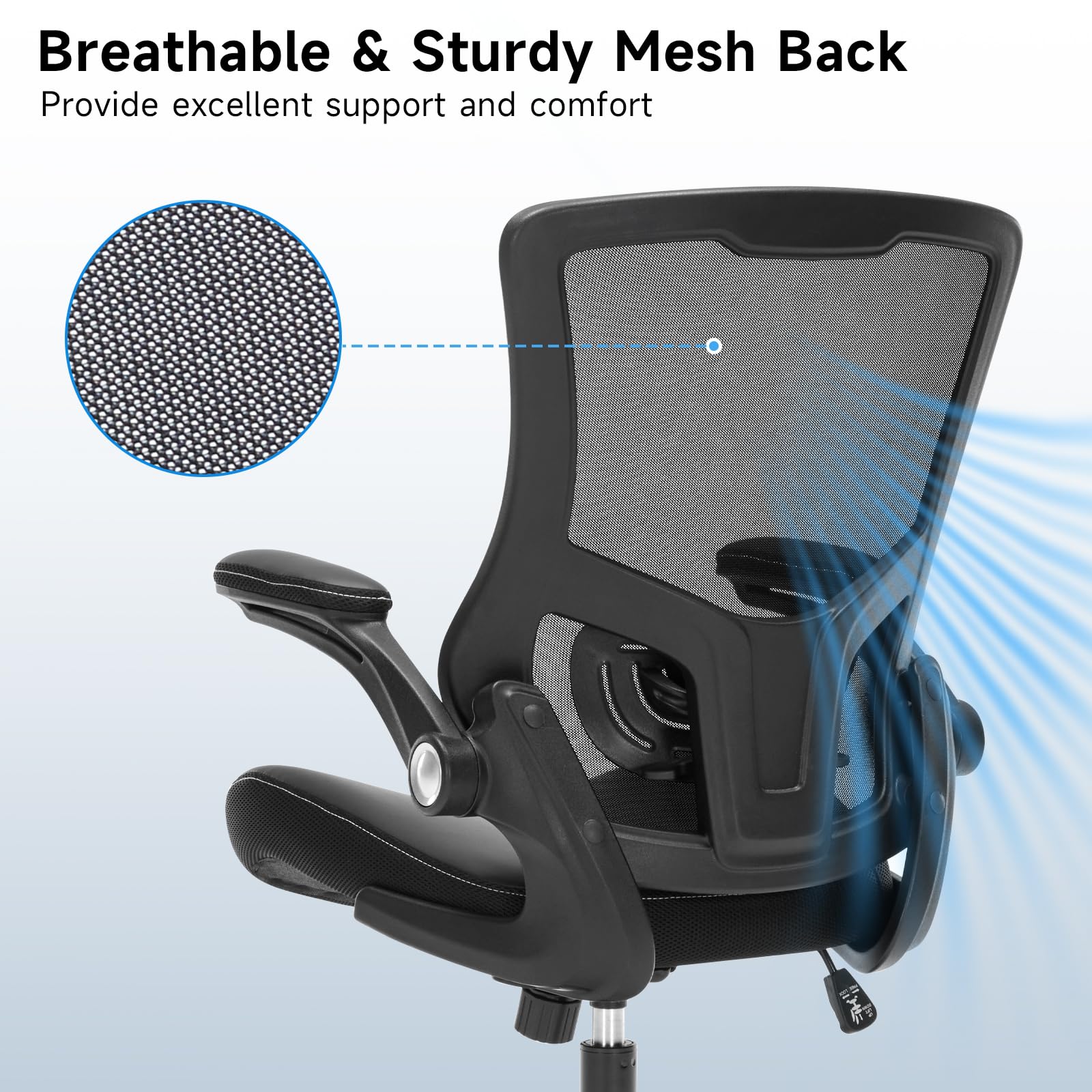 Ergonomic Mesh Office Chair with Lumbar Support - 350 lbs Capacity