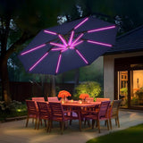 10 ft Offset Patio Umbrella with Stands Included, Large Cantilever Umbrella Outdoor Patio with Solar Lights, Dual Charging, 8+ Light Modes, Heavy Duty, for Pool, Deck, Market, Tan