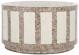 Collection Keary White/Gold Capiz Shell Drum Round Coffee Table (Fully Assembled)