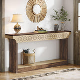 70.9-Inch Farmhouse Console Table: Wood Extra Long Sofa Table Behind Couch Table,