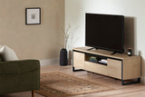 TV Stand with Doors and Drawer, 70", Natural Oak