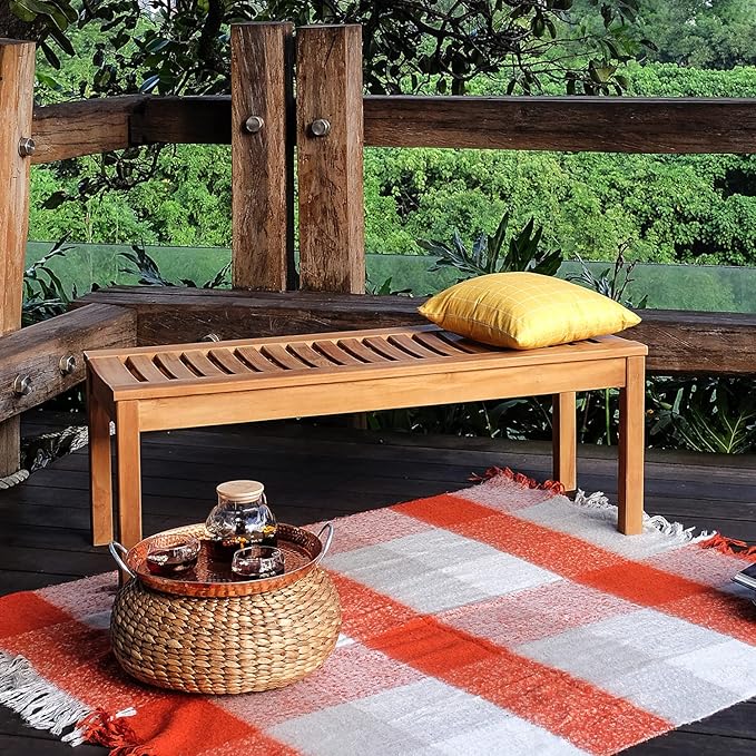 Lutyens 5-Foot Teak Wood Outdoor Garden Bench for Patio Furniture, Weather-Resistan