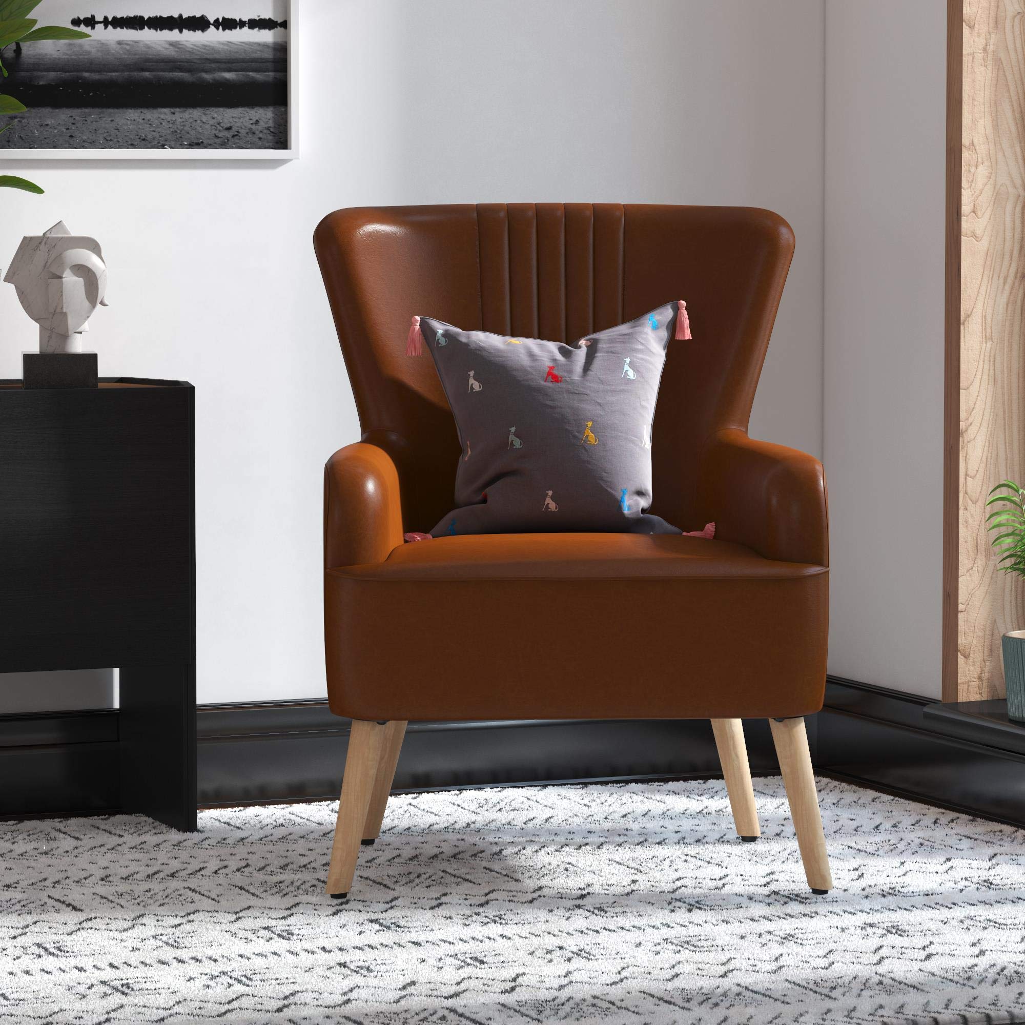 Camel Faux Leather Accent Chair