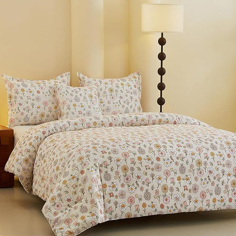 Blue King Comforter Set, Lightweight Elegant Flower Bed Set Comforter for All Season