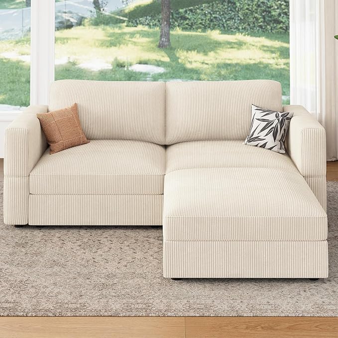Modular Sectional Couch with Storage Corduroy Sectional Sofa