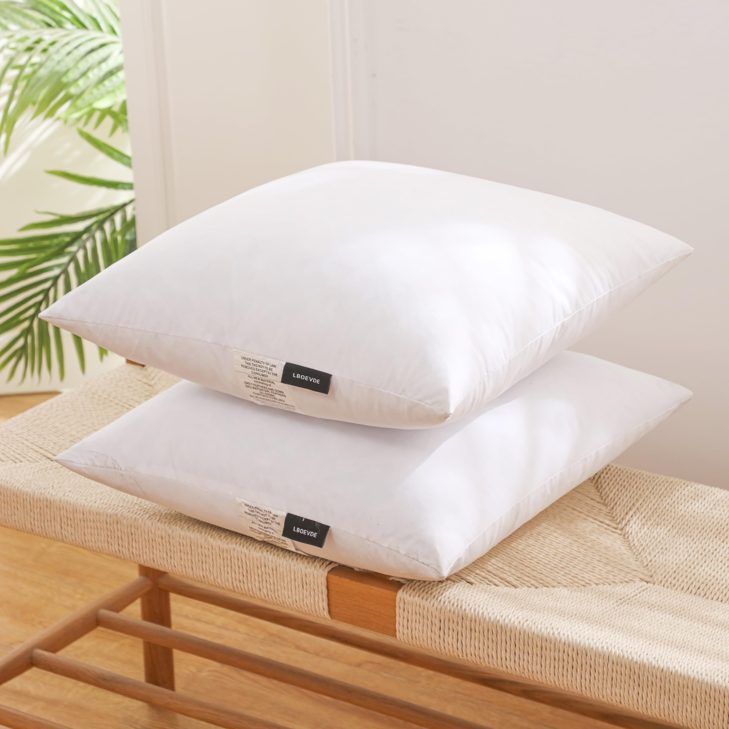 18x18 Inch Gold Goose Down and Feather Throw Pillow Inserts-2 Packs