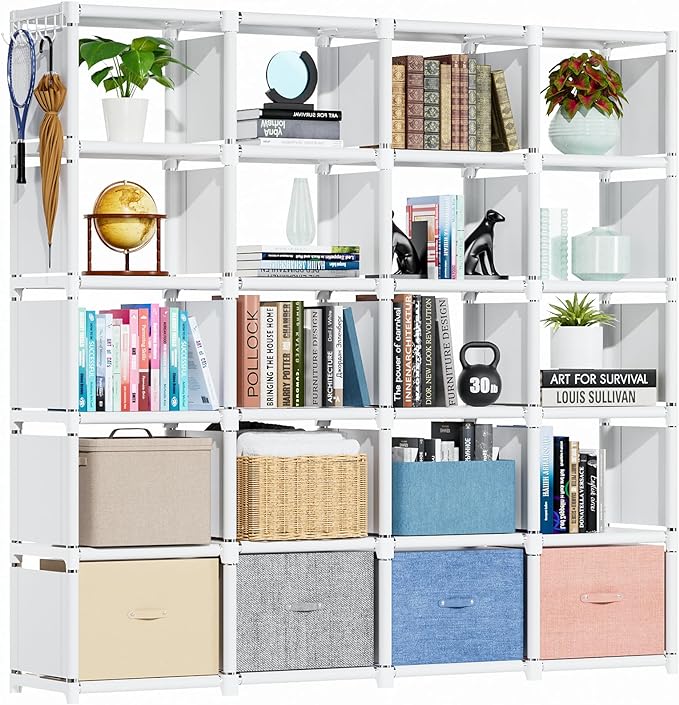 Book Shelf, 12 Cube Storage Organizer, DIY Bookcase, Metal Bookshelf,