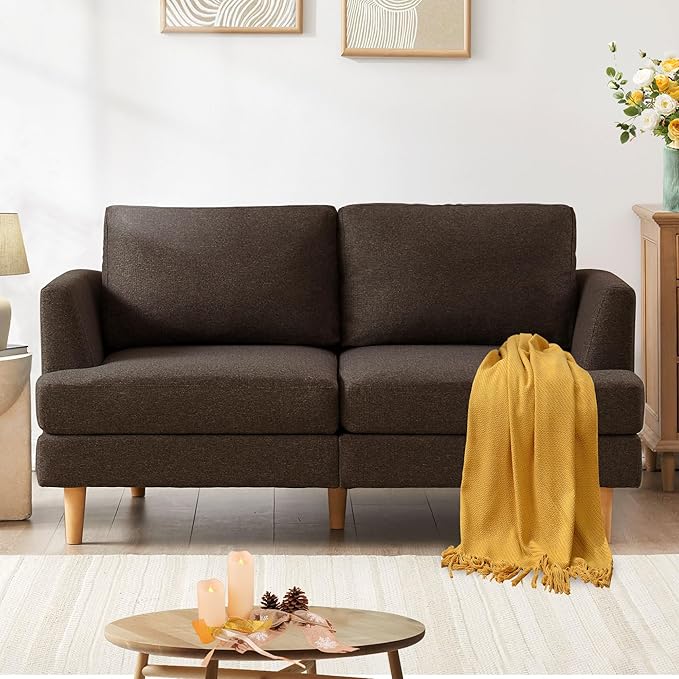 Mid-Century Modern Loveseat Sofa | Couch for Living Rooms & Small Offices