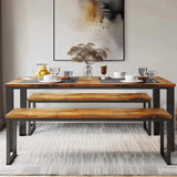 Kitchen Table Set with 2 Benches, Dining Table Set for 4, 3 Piece Dining Room
