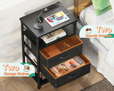 Night Stand with Charging Station, End Table for Bedroom Tall Nightstand