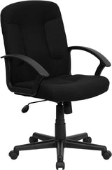 Garver Mid-Back Burgundy Fabric Executive Swivel Office Chair with Nylon Arms