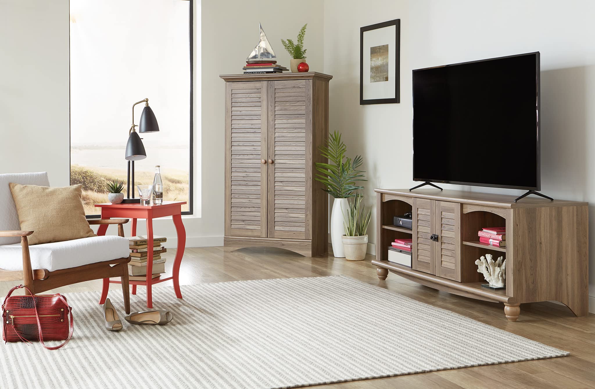 Harbor View Storage Pantry Cabinet, L: 35.43" x W: 16.73" x H: 61.02"