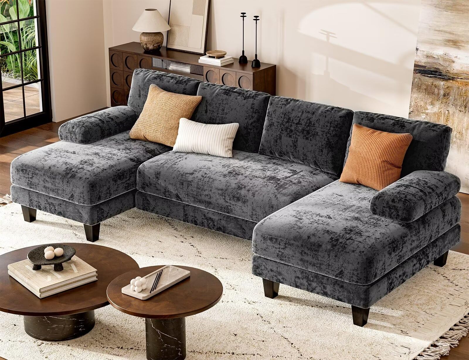 U Shaped Sectional Couches for Living Room, 111 Inch Modular Sofa