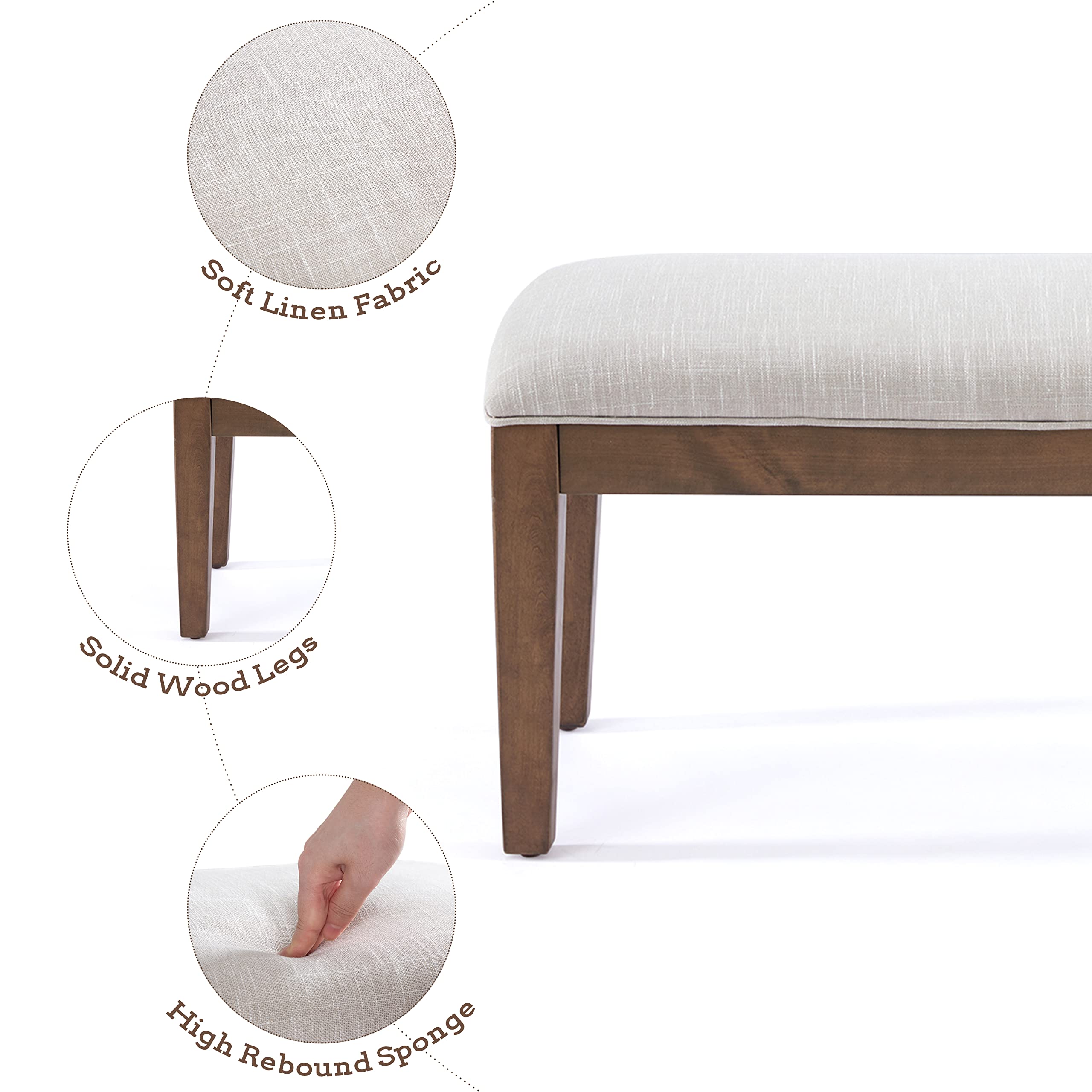 Upholstered Entryway Bench for Bedroom for End of Bed, Dining Bench