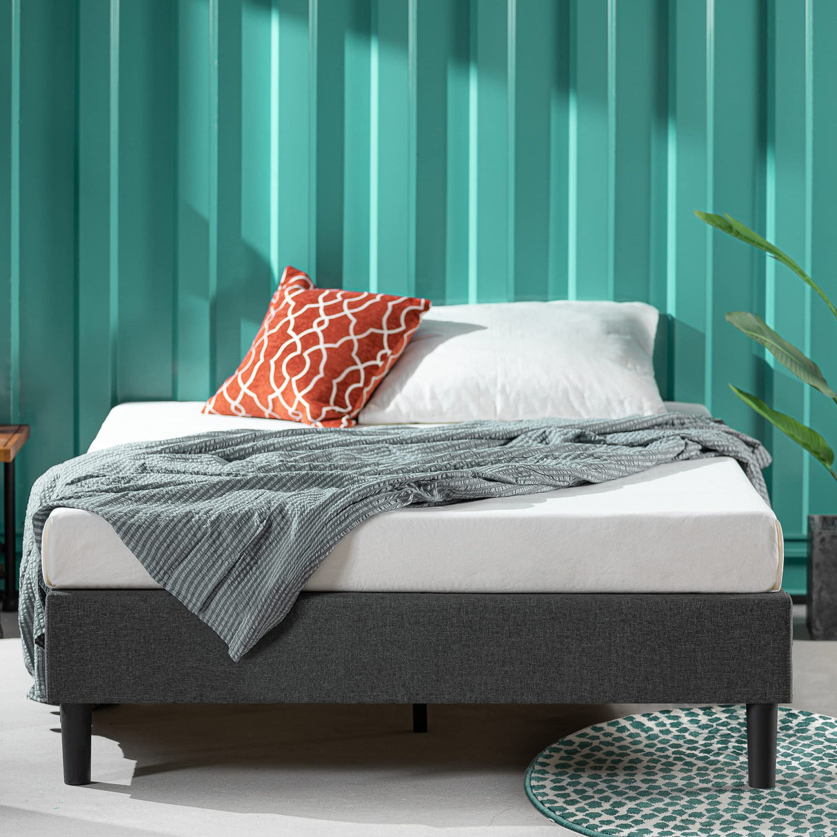 Curtis Upholstered Platform Bed Frame, Mattress Foundation