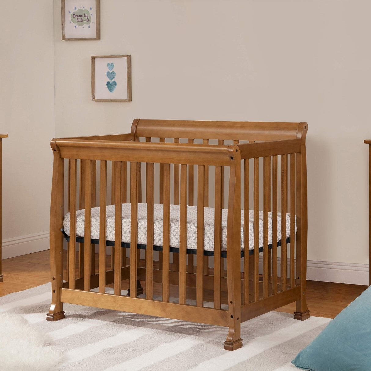 4-in-1 Convertible Mini Crib in Chestnut | Greenguard