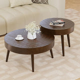 Nesting Coffee Tables w Wood Grain Finish, 2 Pieces Living Room Tea Table Sets