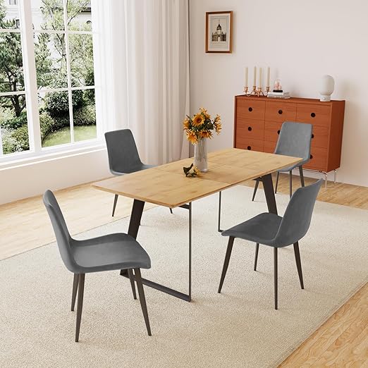 Modern mid-Century Dining Table Dining Table and Chairs Rectangular Wooden Dining