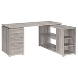 Yvette L-Shape Grey Driftwood Office Desk (801516)