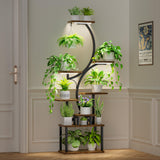 Plant Stand Indoor with Grow Lights, 8 Tiered Indoor Plant Shelf, 62" Tall Plant