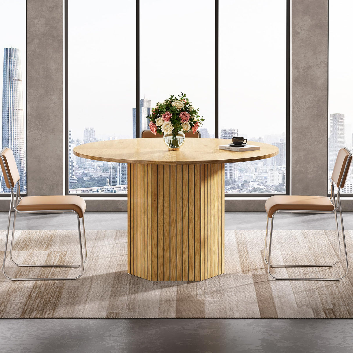 Conference Table, Modern Meeting Table for 4-6 People, 47-Inch Wood Business Office