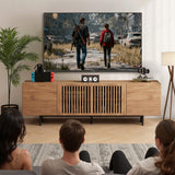 70.87" Mid-Century Modern Walnut TV Stand with Storage