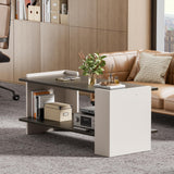 Coffee Table with Storage Shelf, Rectangle Wood Center Table, Modern Simple Coffee