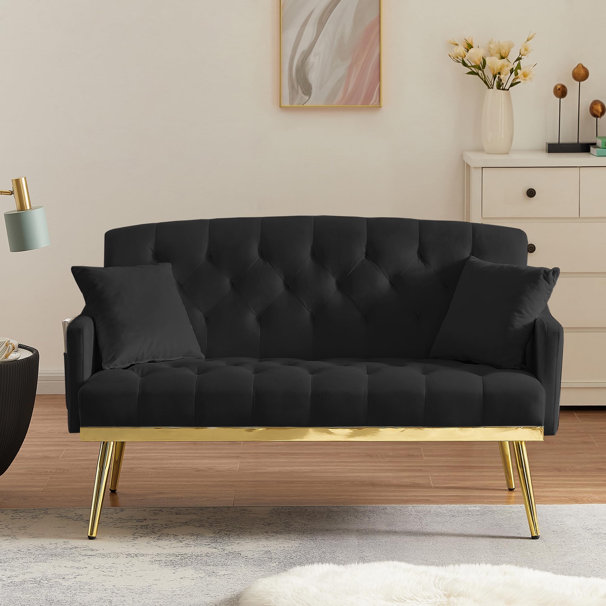 Small Loveseat Sofa, 55.5-inch Modern Sofa Couch with with 2 Side Pockets