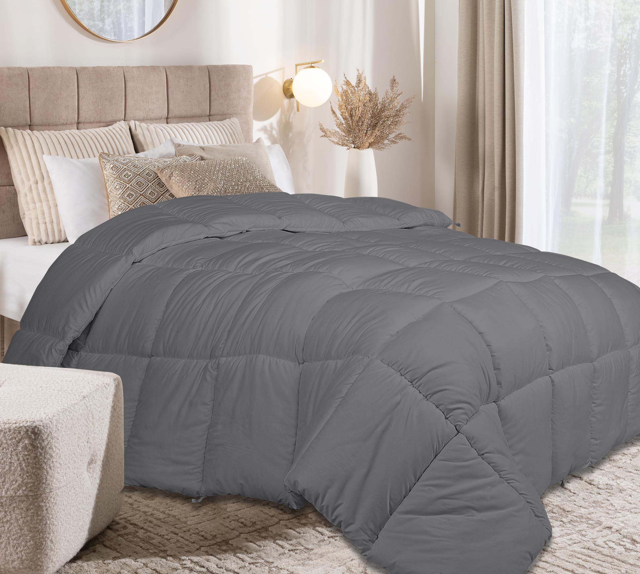 Comforter - Duvet Insert - All Season Soft Quilted Comforters with 8 Corner Tabs