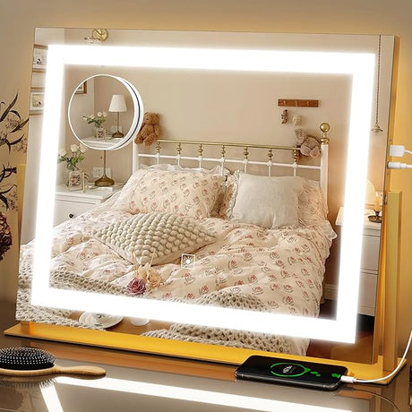 Vanity Mirror with Lights 14"×12" Makeup Mirror with Lights,Lighted Vanity Mirror Tabletop