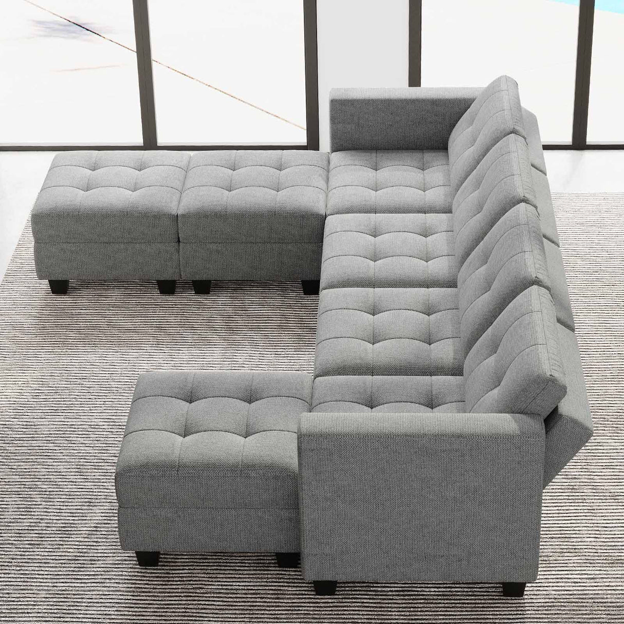 Modular Storage U-Shape Sectional Sofa Couch with Reversible Chaises 7-seat Sofa