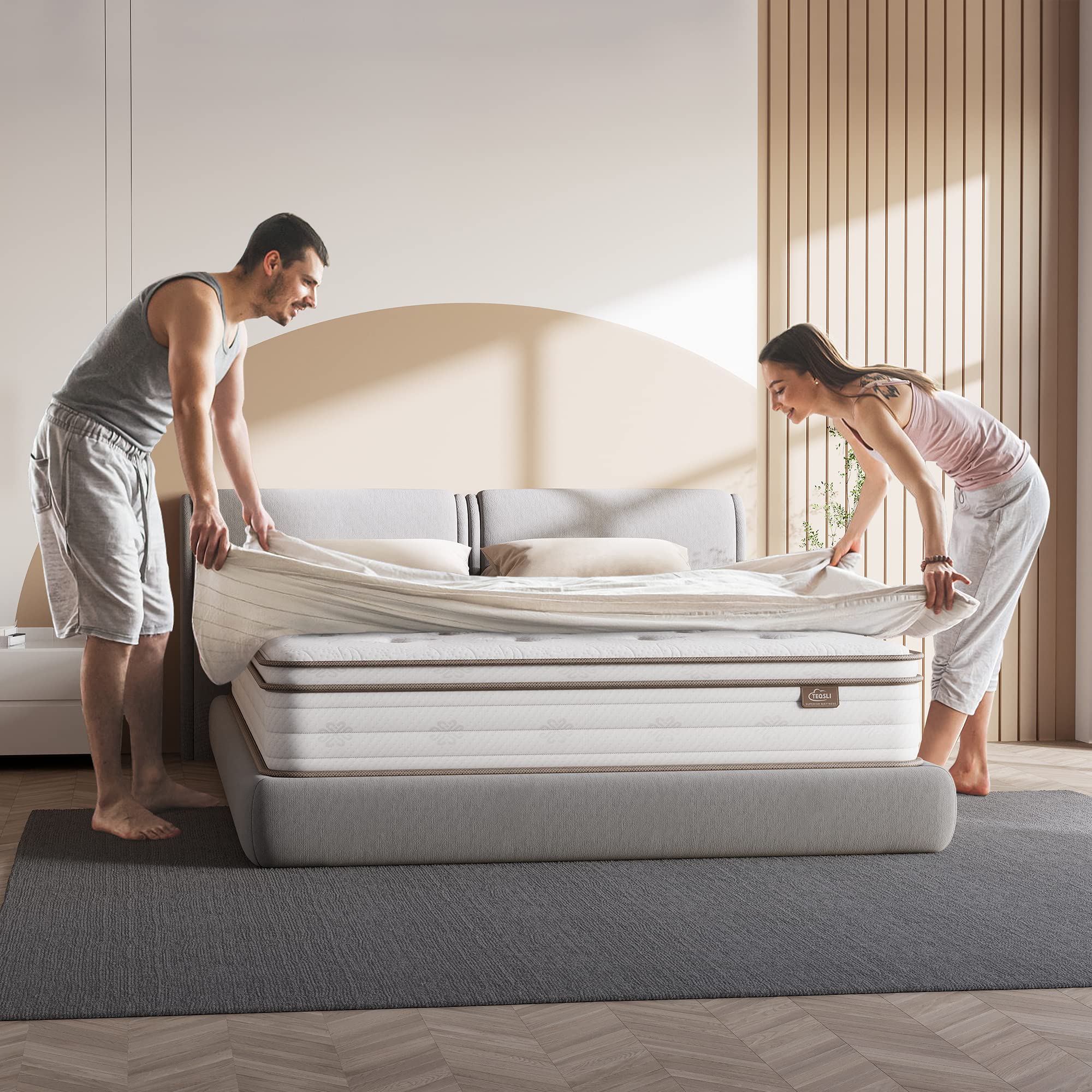 Mattress 12 Inch, Sleep Cooler Eggshell Memory Foam and 7 Zone Pocket Innerspring
