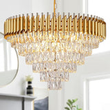 Modern Rectangular Chandelier Black and Gold Crystal Chandeliers for Dining Room