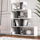 Longway Modern White Bookcase, Farmhouse Bookshelf, Modern Freestanding