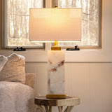 JYL6201A Elizabeth 27.5" Alabaster LED Table Lamp Coastal Contemporary Bedside Desk