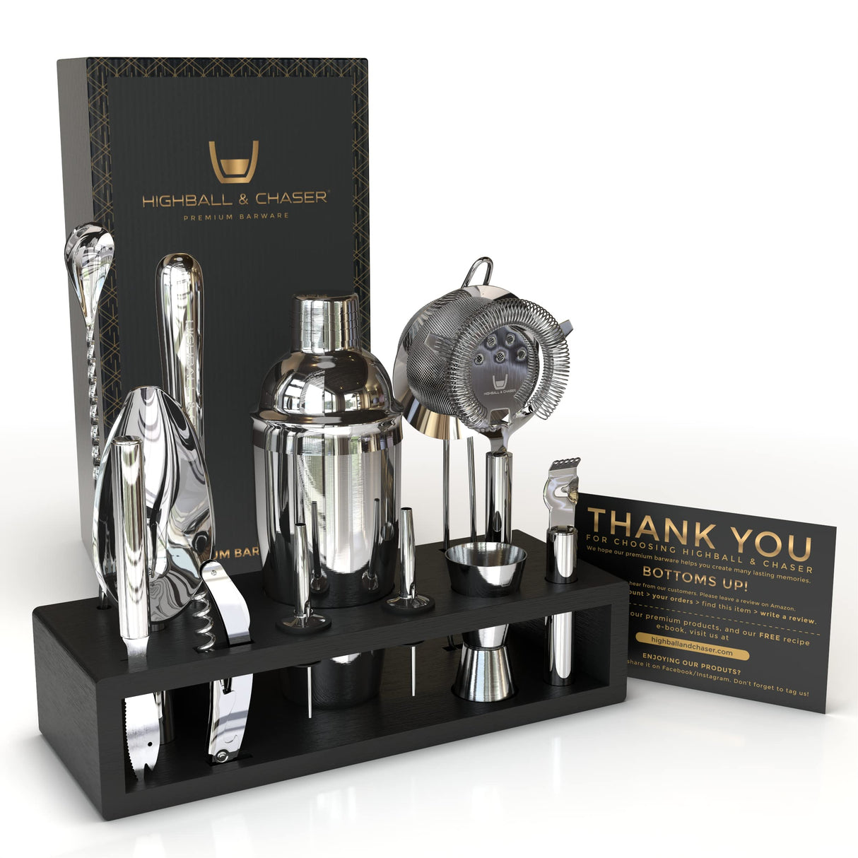 13-Piece Cobbler Cocktail Shaker Set Stainless Steel Mixology Bartender Kit