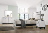 Stout Contemporary Panel Bedroom Set with Queen Bed, Dresser, Mirror, Night Stand