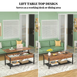 Coffee Table, Lift Top Coffee Table with Storage Shelf and Hidden Compartment