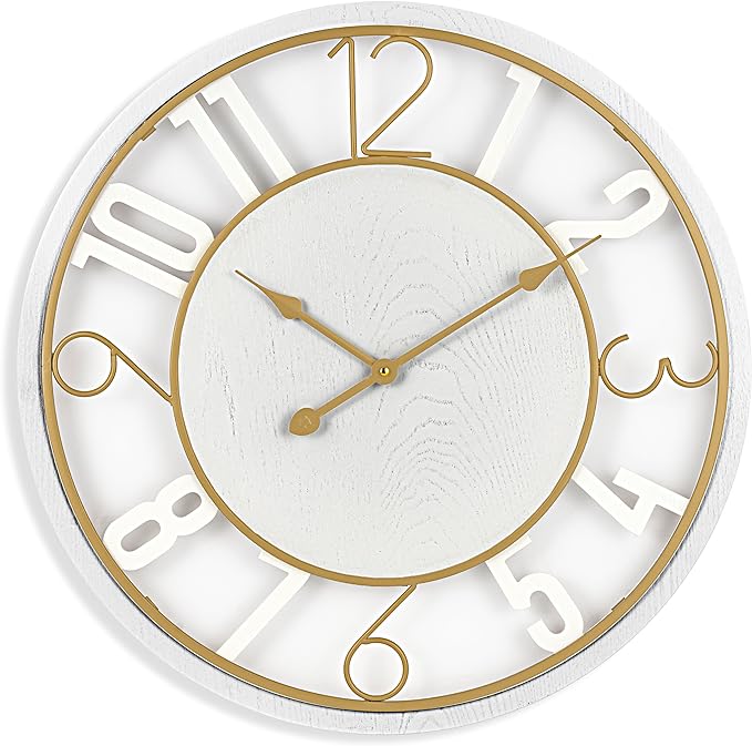 Wooden Modern Wall Clock - Large Wall Clock for Living Room Decor - 24-Inch Big Wall Clock Decorative,